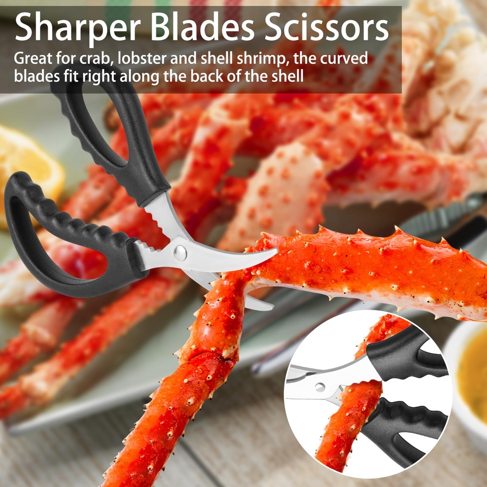 Seafood Cracker Tool Set Includes Shellers Forks Scissors Storage Bag