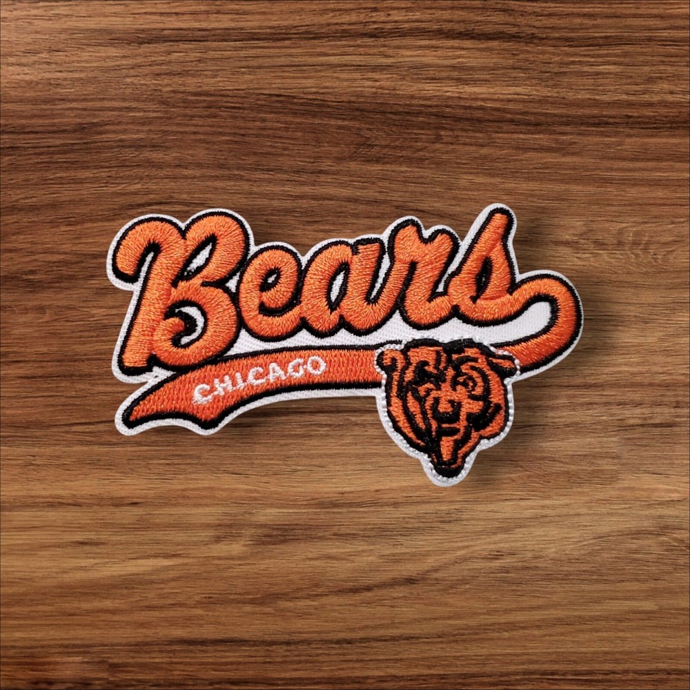Chicago Bears Vintage Script Patch. Embroidered. Iron On. 3.5"x2"