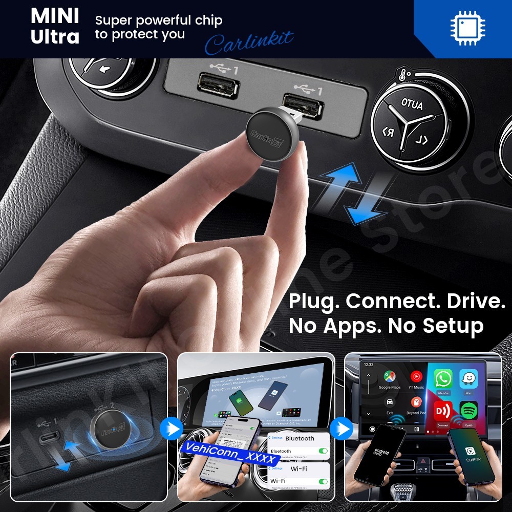 CarlinKit Mini ULTRA 🛜Wireless Compact Apple CarPlay & Android Auto Wireless
