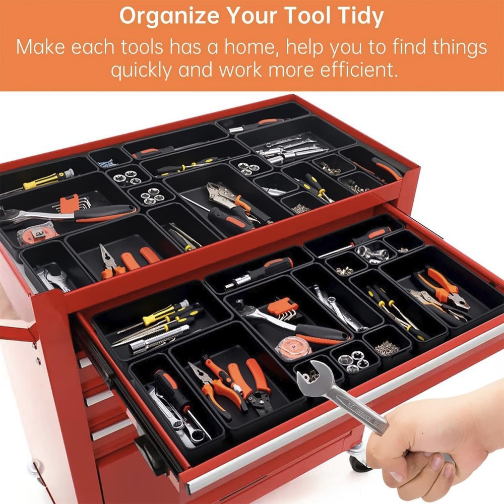 Giklux 45 Pack Tool Box Organizer Tray Divider, 3 - Sizes, 45PCS - Black