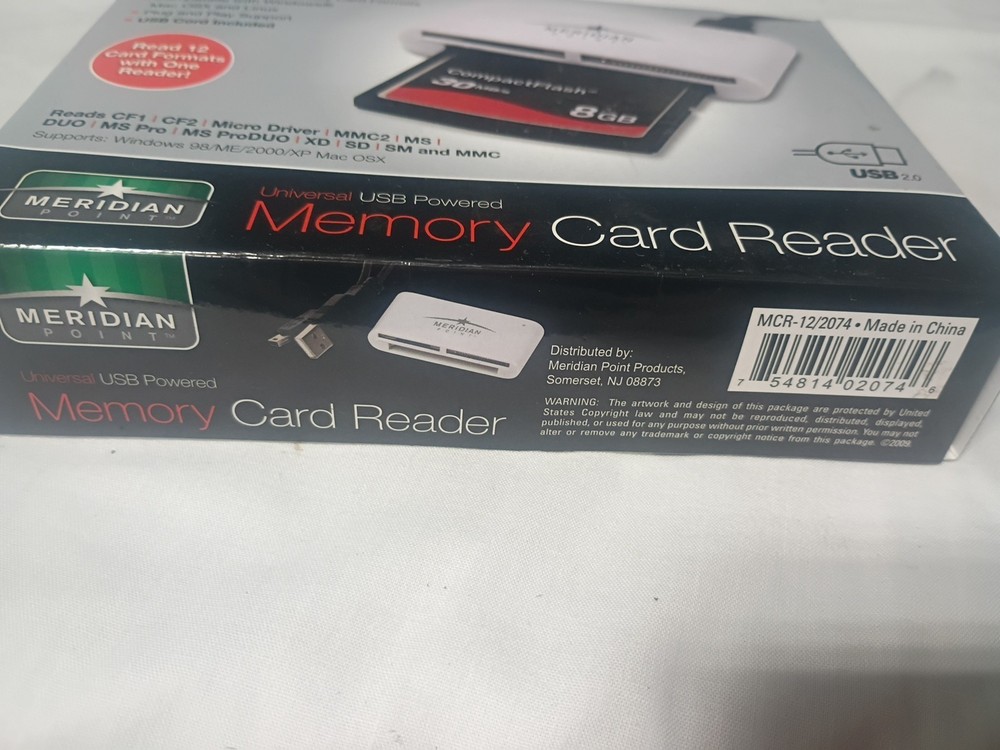 USB memory card reader 2.0 READS 11 DIFFERENT MEMORY FORMATS does not read SM