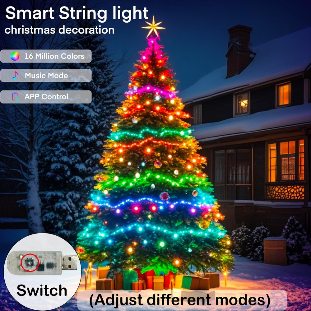 Smart 100LEDs Fairy RGB String Light USB 10M/33FT Waterproof String Light String