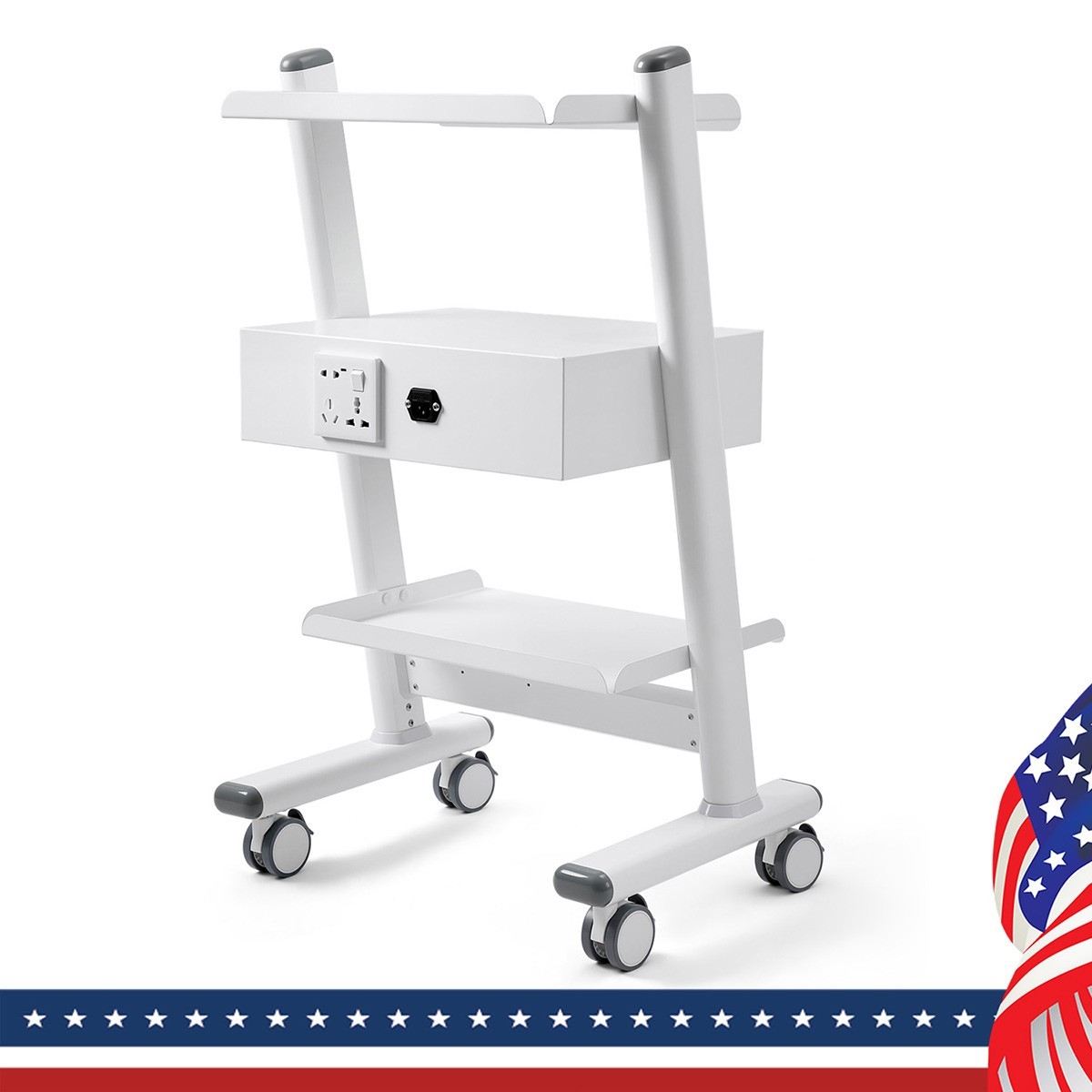 3 Layer Dental Trolley Mobile Instrument Cart Medical Tool Cart with Socket