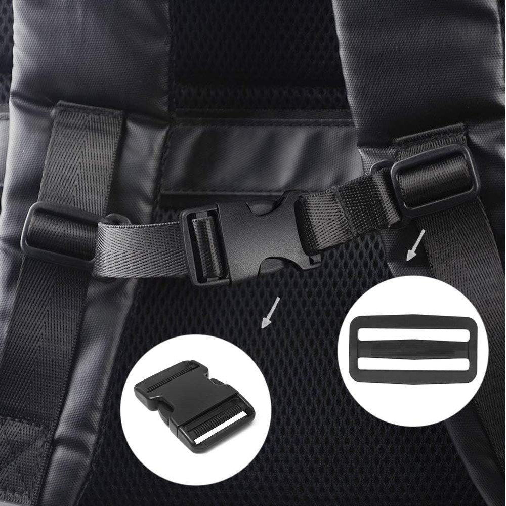 6 Pack 2 Inch Flat Dual Adjustable Plastic Side Release Plastic Buckles for Back