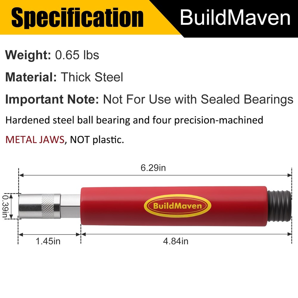 BuildMaven Grease Fitting Cleaning Tool -Grease Zerk Cleaner, Red