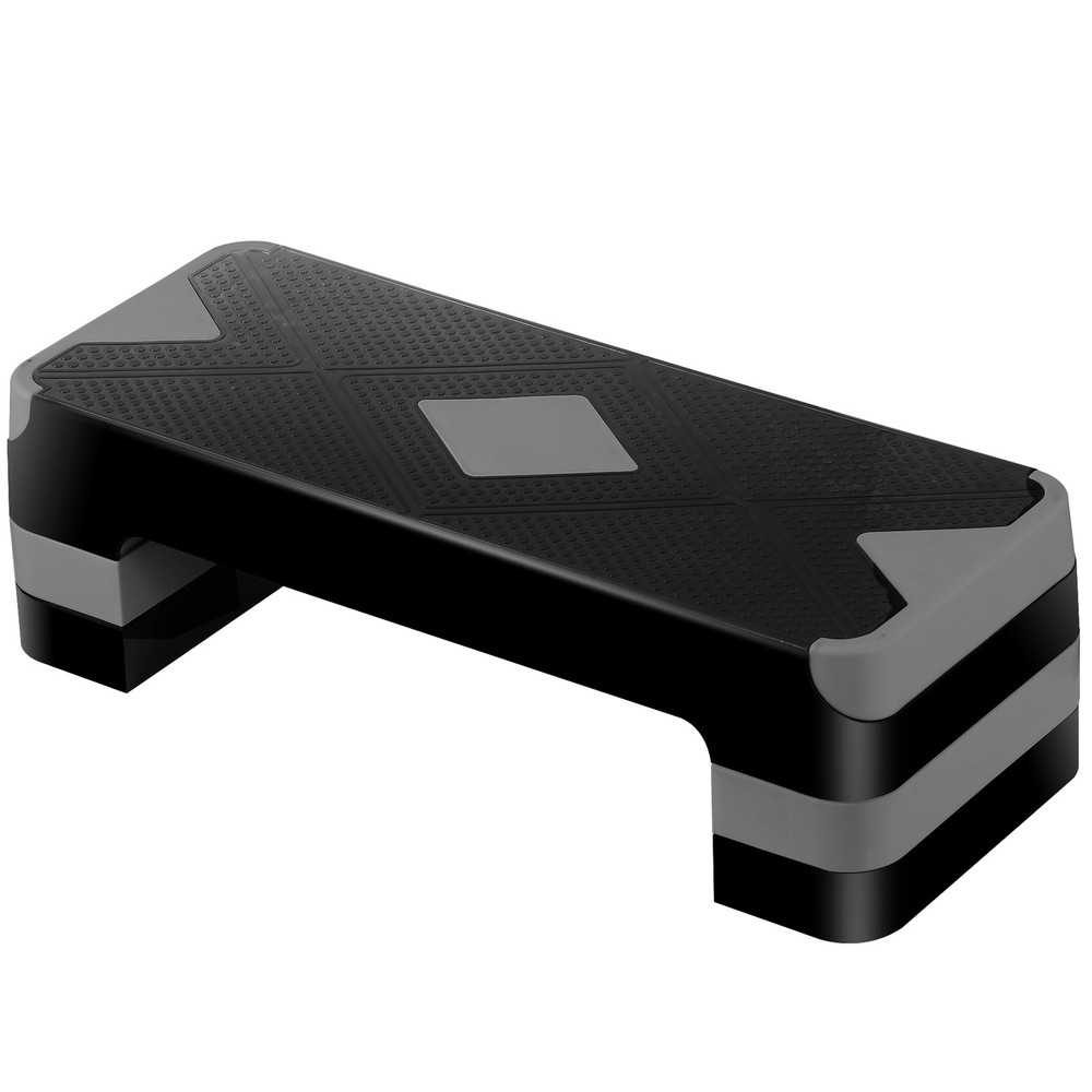 Adjustable 27" Aerobic Step Exercise Non-Slip Platform Stepper 4" - 8" Grey