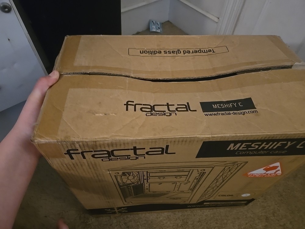 Fractal Design Meshify C White Tempered Glass Computer Case Open Box Never Used.