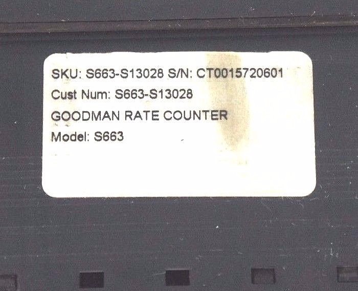 GOODMAN S663-S13028 RATE COUNTER MODEL: S663