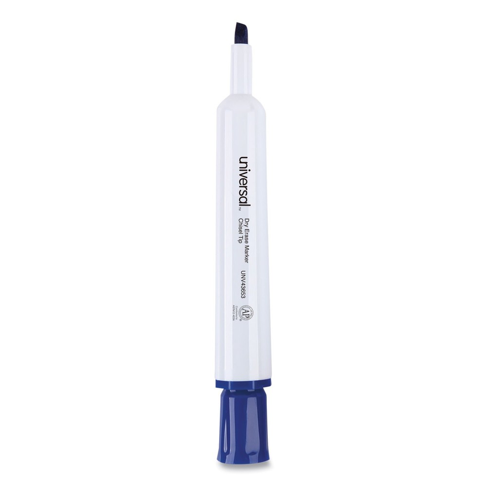 Universal® Dry Erase Marker, Chisel Tip, Blue, Dozen