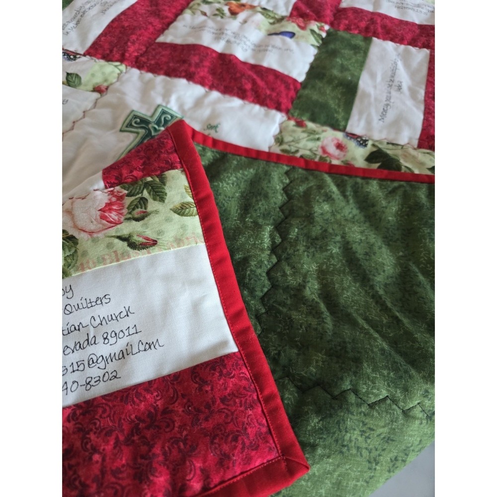 Handmade Machine Stitched Lap Patchwork Quilt Bible Scriptures 39x54