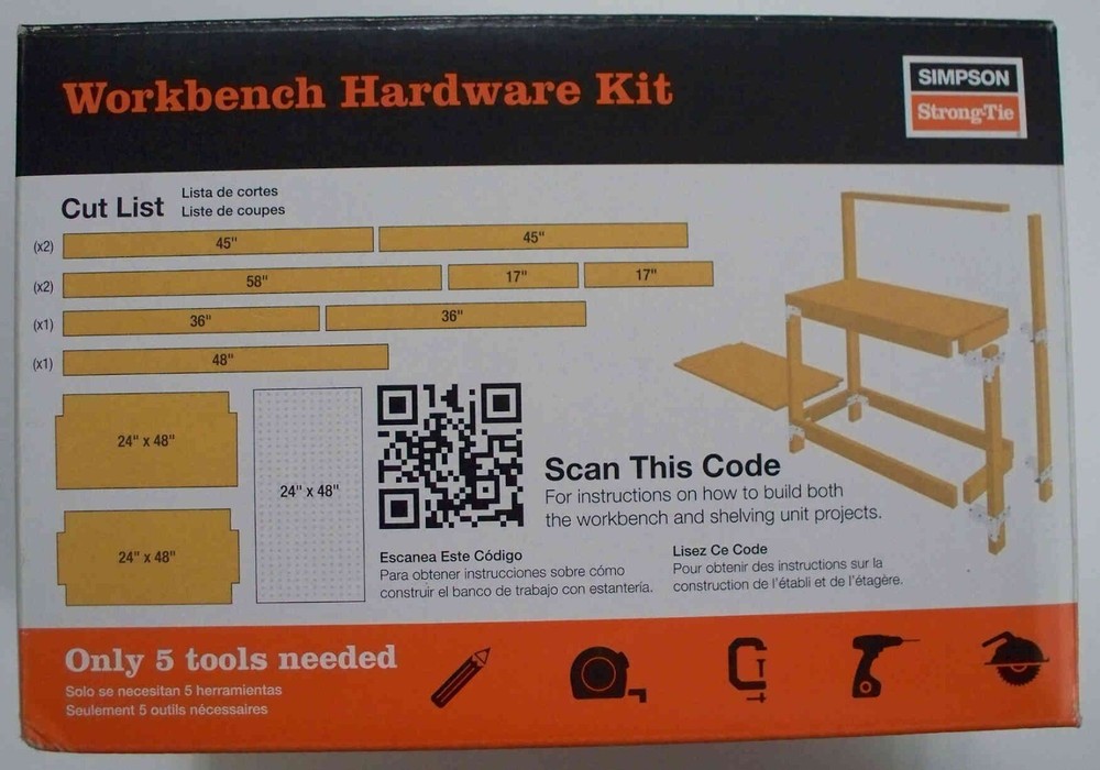 Simpson Strong Tie DIY Workbench / Shelving Hardware Kit - WBSK - Contact Ship