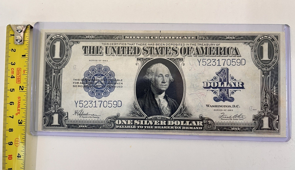 1923 Large $1 Dollar Silver Certificate Note Horse Blanket Uncirculated