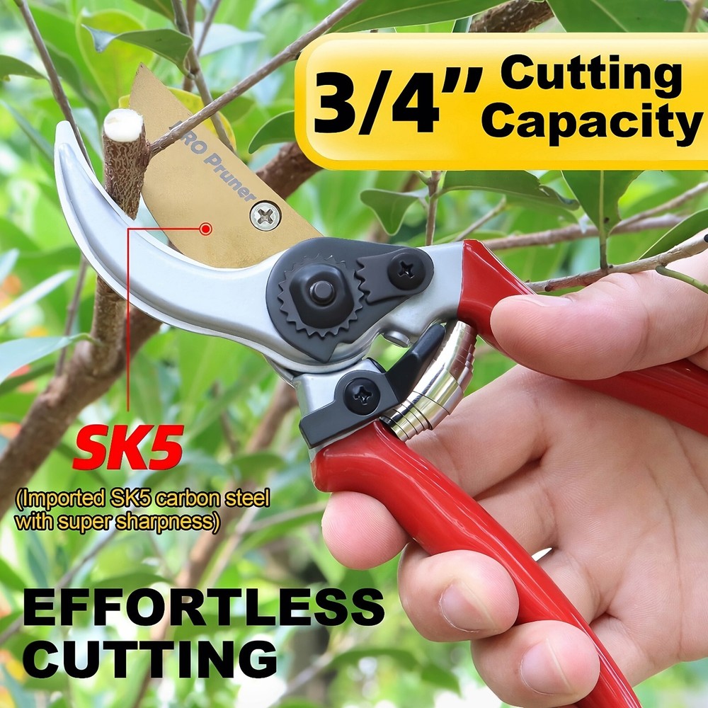 Pro Pruners 8" Professional Sharp Bypass Pruning Shears, Hand Pruners, Clippers