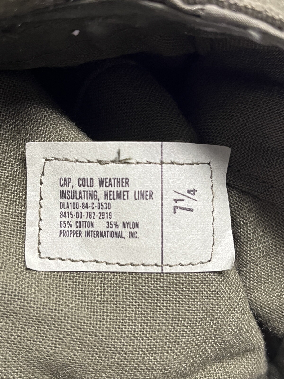 Vintage Military Surplus Pyle Cap - Helmet Liner - OD Green -- 7 1/4