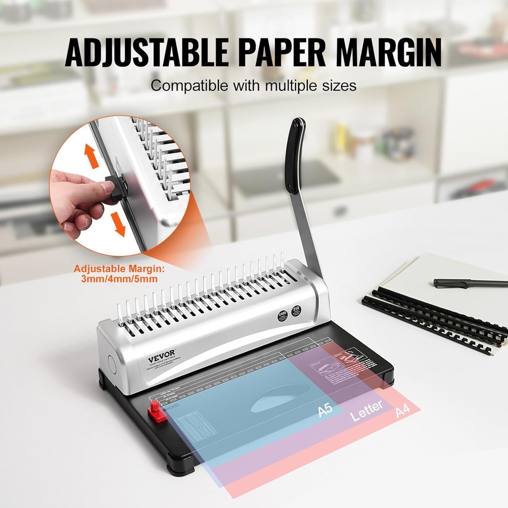 Binding Machine, Comb Binding Machine 21-Holes Binding 450 Sheets, Book Binder M