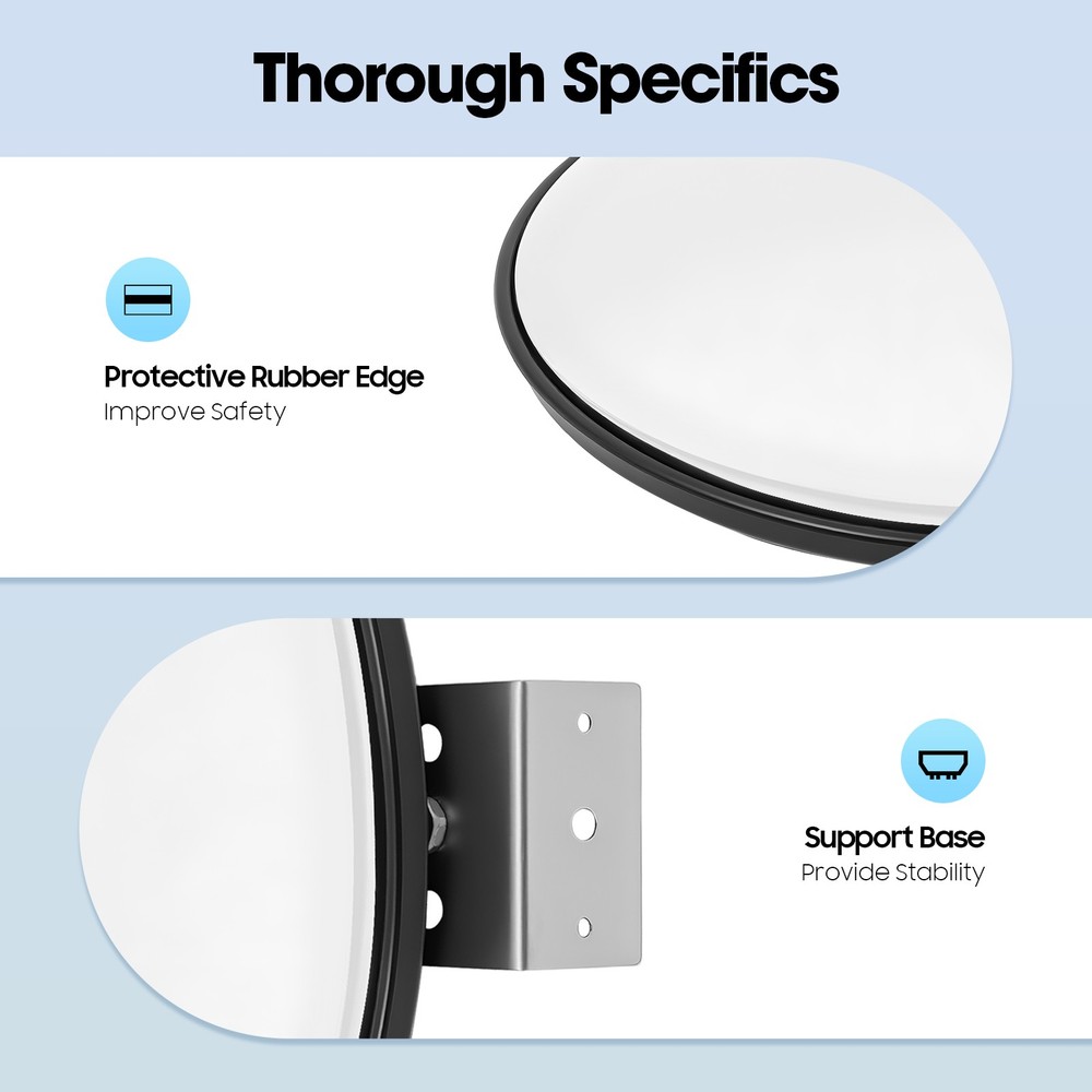 30cm Wide-angle Convex Mirror, Driveway Mirror with Adjustable Fixing Bracket