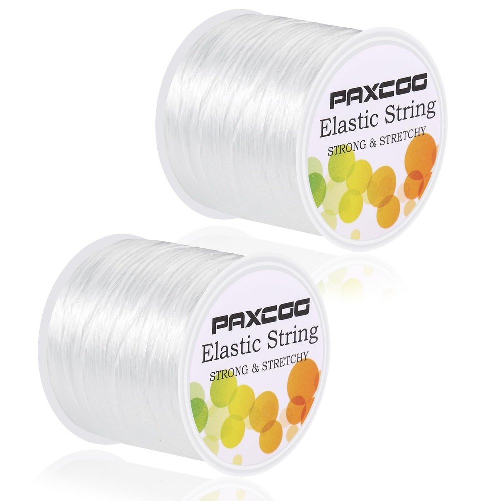 PAXCOO 2 Rolls Elastic String for Bracelets, Stretch Magic 2 Pack, White