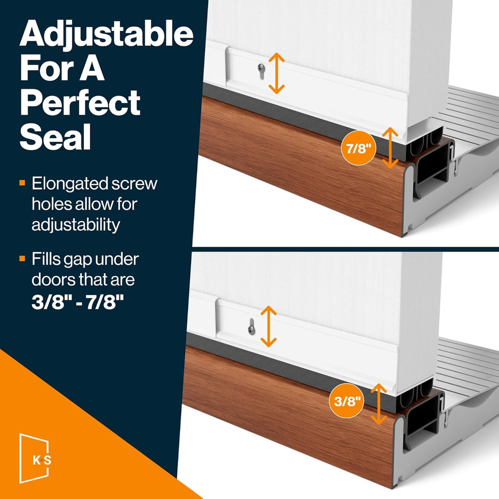 KS Hardware,Patent Pending, Adjustable Double Bubble Door Sweep, Draft Stopper,