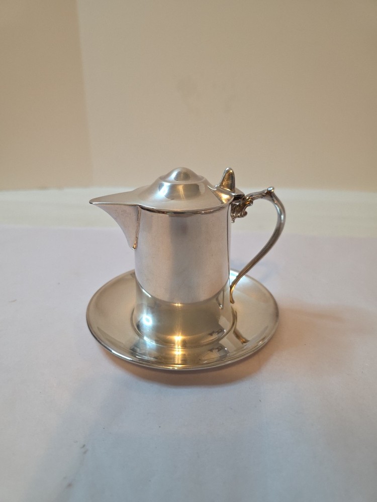 Antique Wallace Silver Plate M616 Creamer Attached Plate Hinged Lid