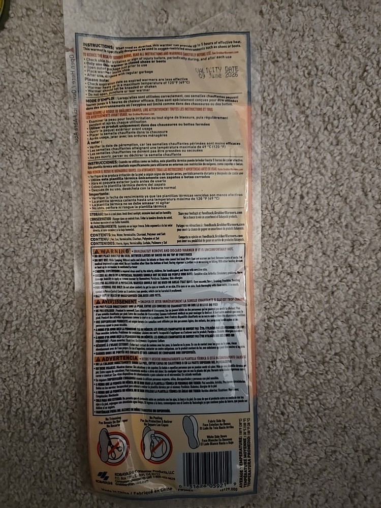 Grabber FWSMES Foot Warmer Insoles Small-Medium