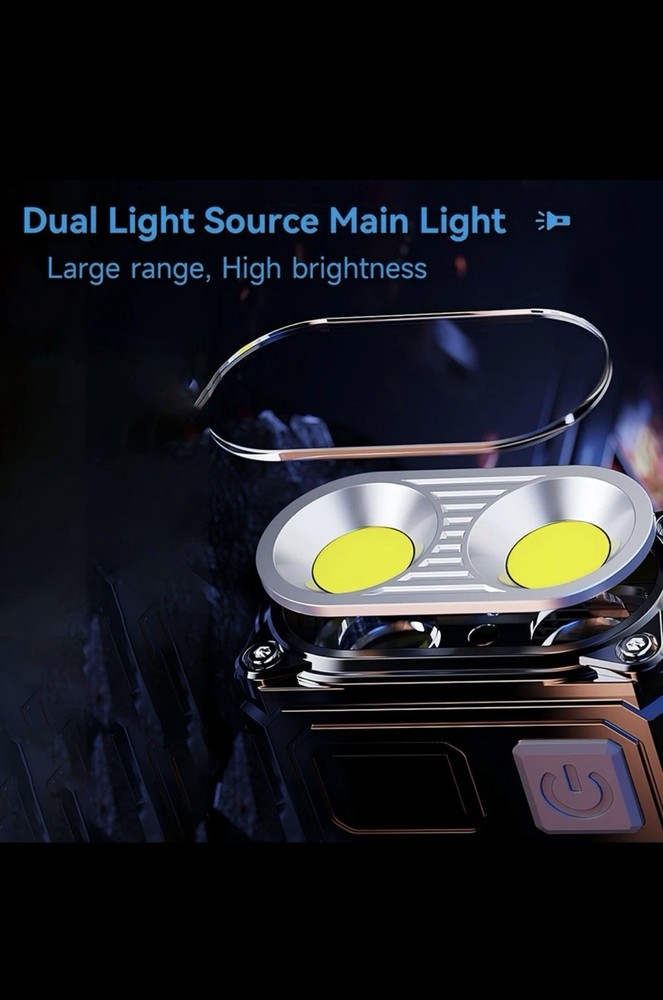 Multifunctional LED Flashlight Magnet Power Bank Type-C Display Black