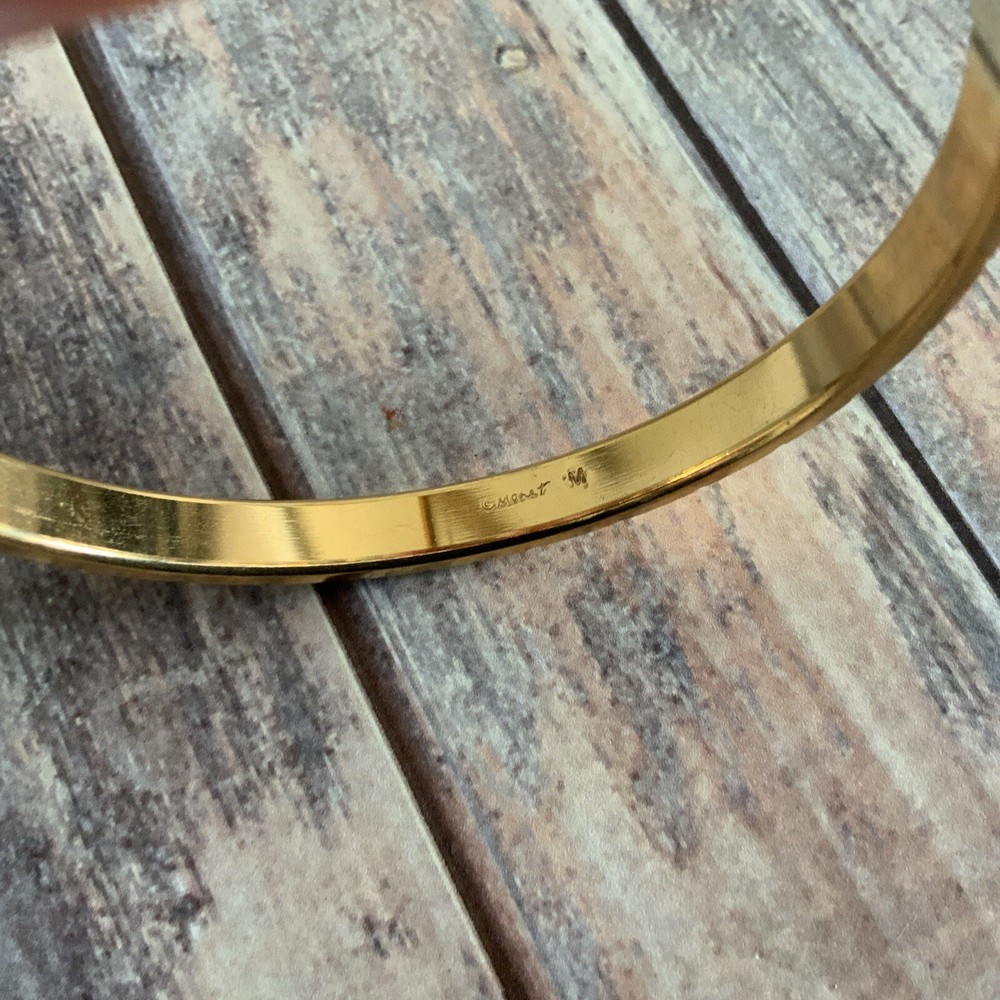 Classic MONET medium sized etched textured diamond dust stripped bangle in gold