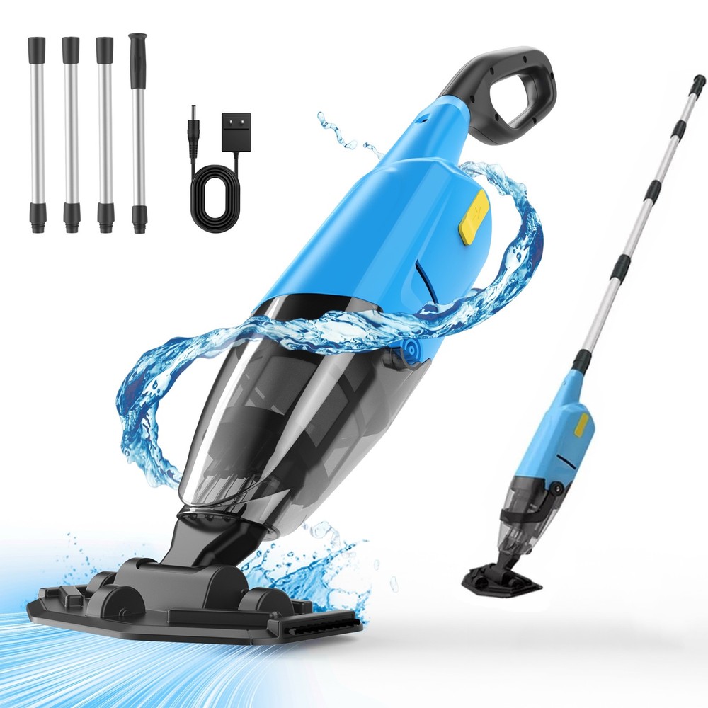 Powered Cordless Handheld Pool Vacuum, Rechargeable Pool Cleaner 90 Mins Runtime