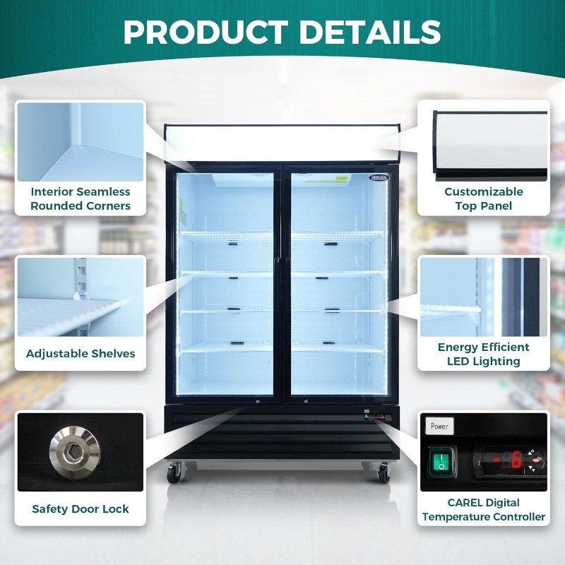 54" Glass Door Merchandiser Freezer 44.7Cu.ft Commercial Display Upright Freezer