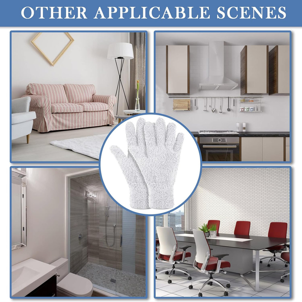 6 Pairs Microfiber Dusting Gloves, Dusting Cleaning Gloves Microfiber Gloves for