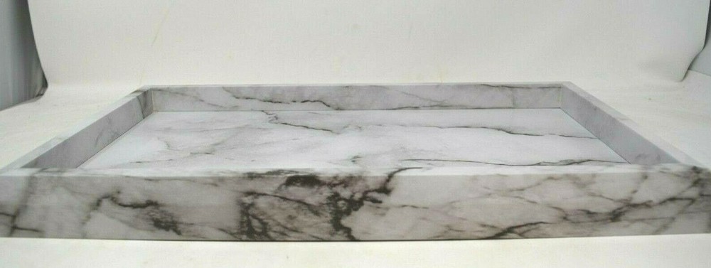 White Marble Print Tray Set Display Serving Free Shipping