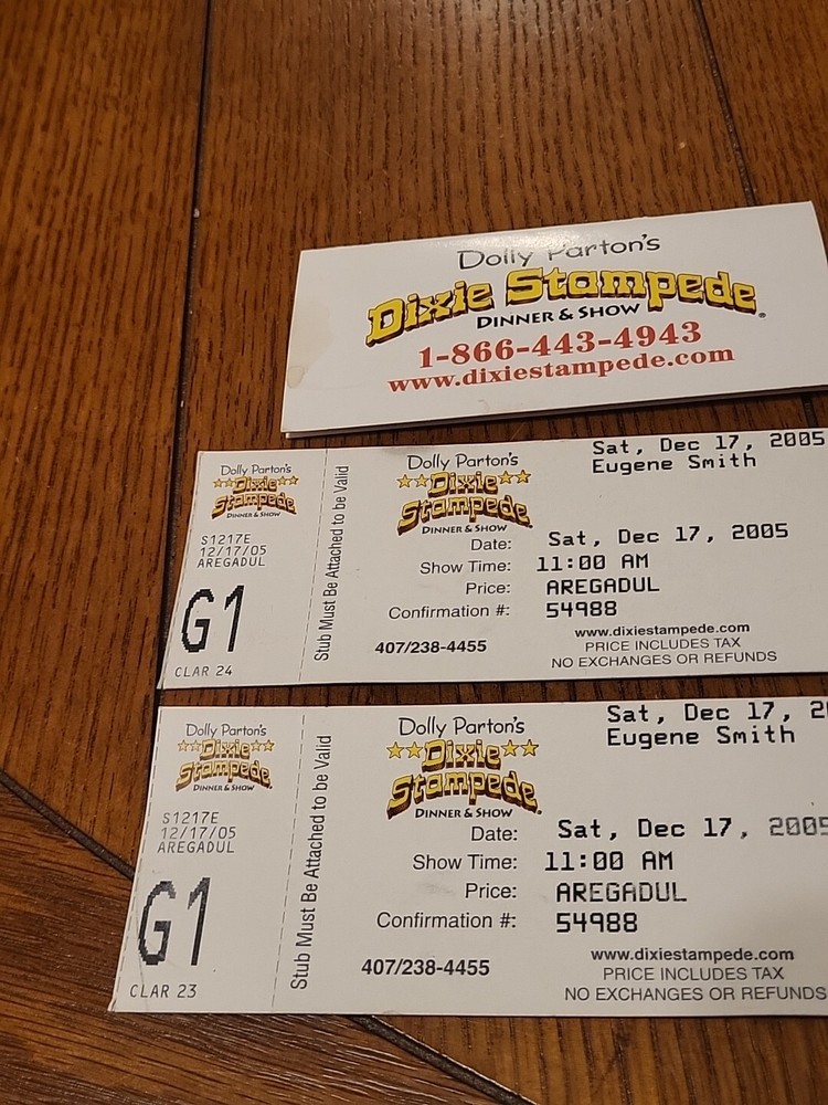 2 Dolly Parton's Dixie Stampede Tickets 2005