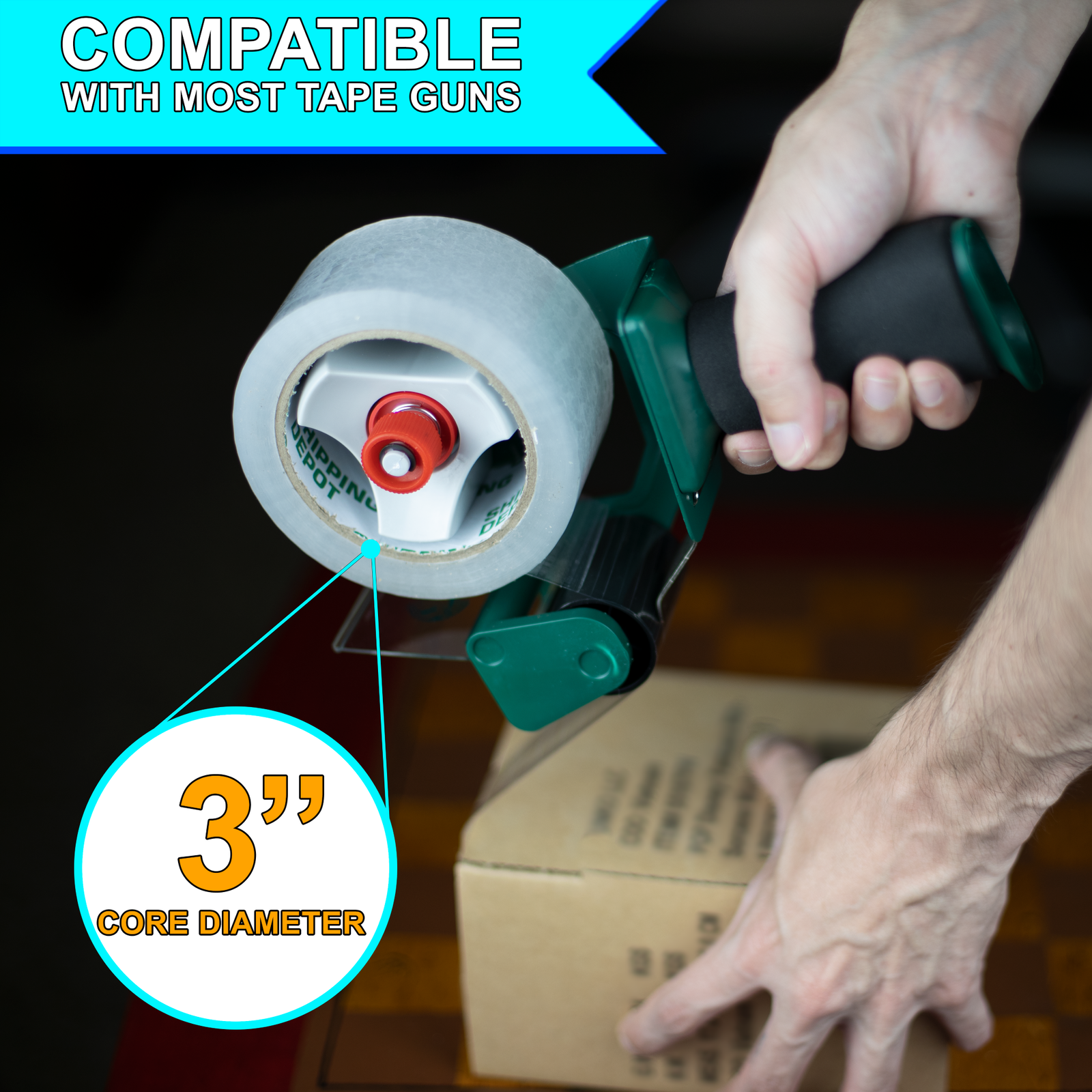 Shipping Depot Clear Packing Carton Sealing Tape in 3" or 2" in 1.6mil or 2mil