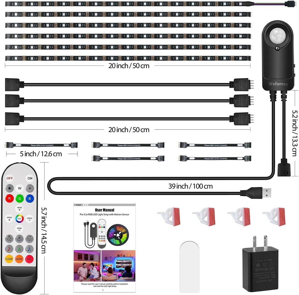 10Ft Rgb Led String Light Kit With Motion Sensor Music Sync Decor 180 Leds