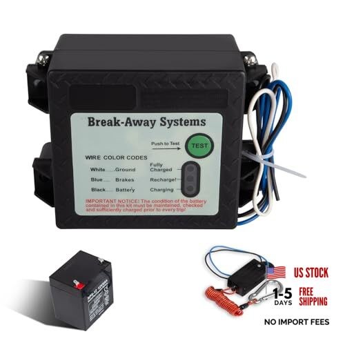 Trailer Brakes Breakaway Kit Side Mount Controller System with Switch, LED