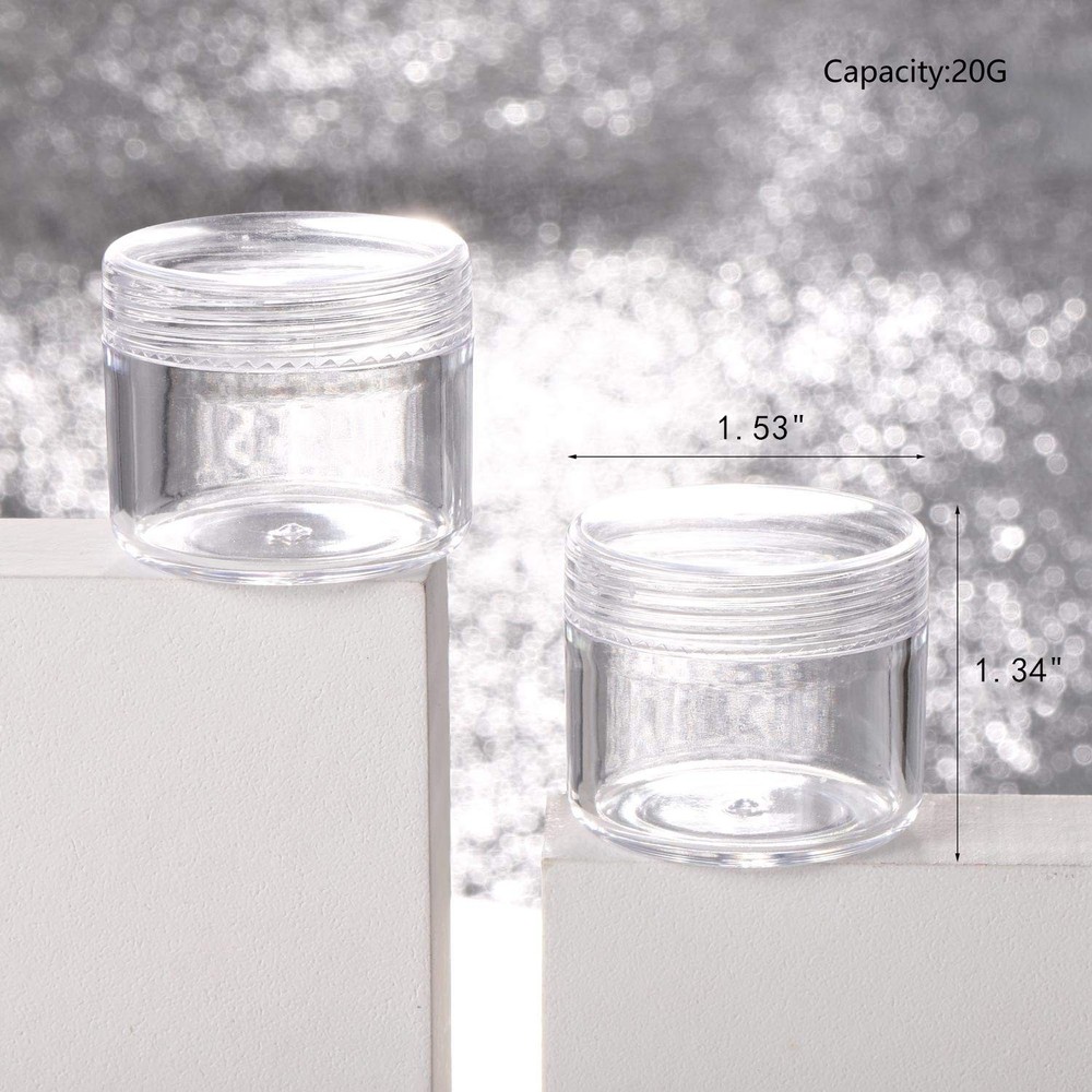 Refillable Cosmetic Sample Jars - 100 Pack 20g (0.7oz) Clear Small 20g,