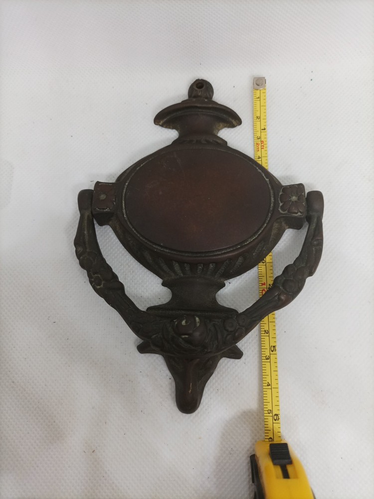 Antique Solid Brass Door Knocker Rams Head With Floral