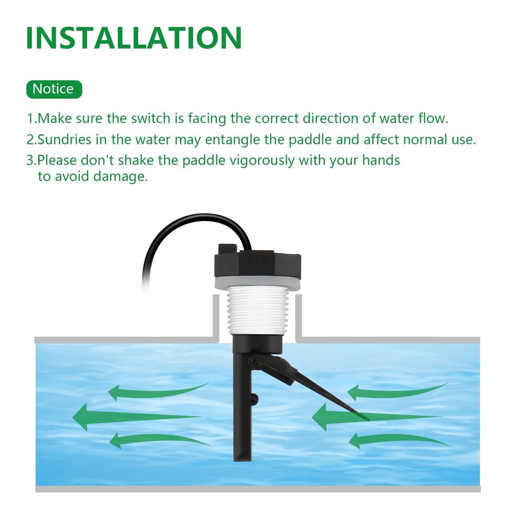 WENGART GLX-FLO-RP Pool Flow Switch with 15ft Cable, Compatible Black