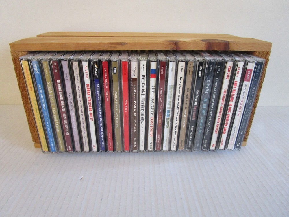25 CD Wood Compact Disc storage holder crate case box