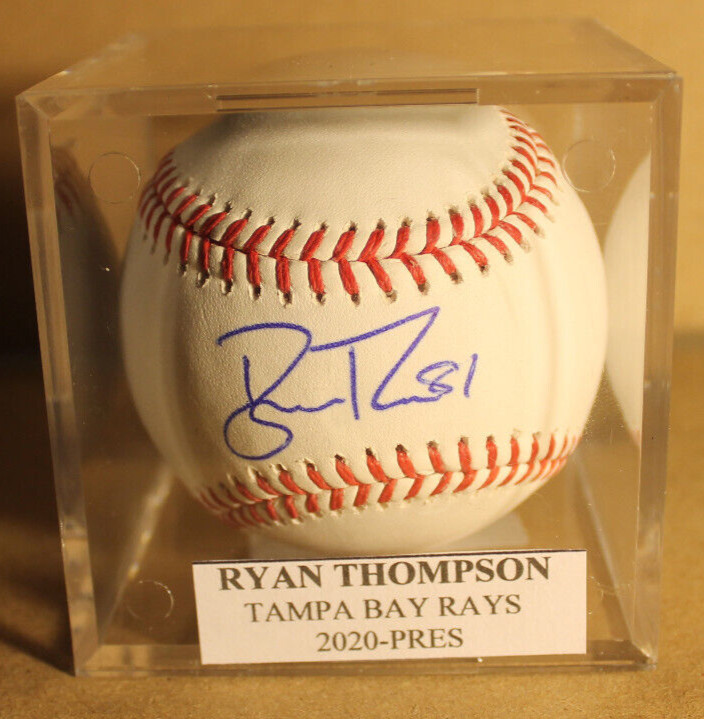 THOMPSON, RYAN  2020--PRES TAMPA BAY RAYS SIGNED BASEBALL  MLB AUTHENTIC