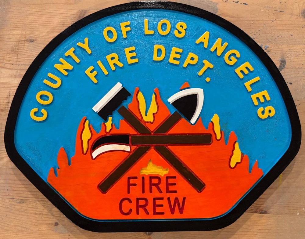 Fire Department LA County Fire Crew 3D routed patch plaque sign Custom
