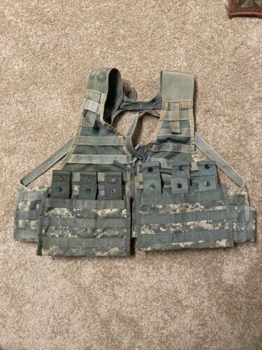 MOLLE II FLC Fighting Load Carrier VEST w/ 2 TRIPLE MAG POUCHES ACU US Army VGC