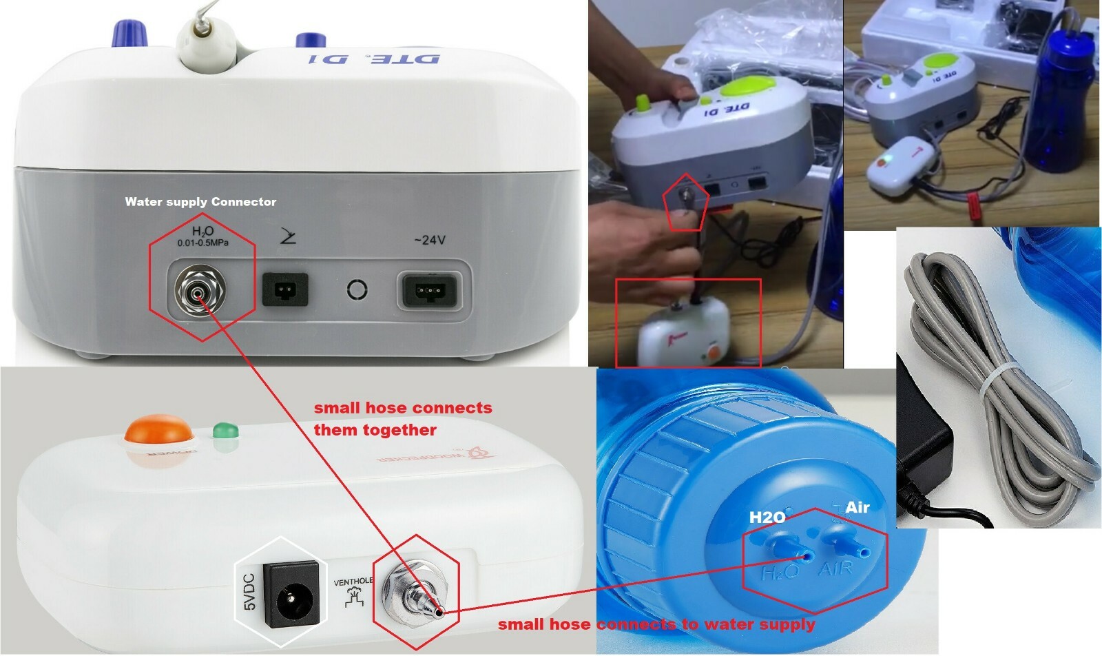 Woodpecker Original Dental DTE D1 Ultrasonic Scaler Handpiece Satelec 110V