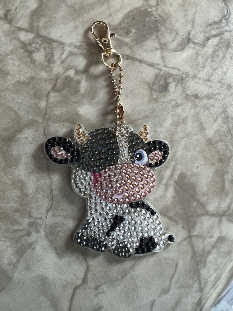 Diamond Painted Keychain / Ornament Winking Cow