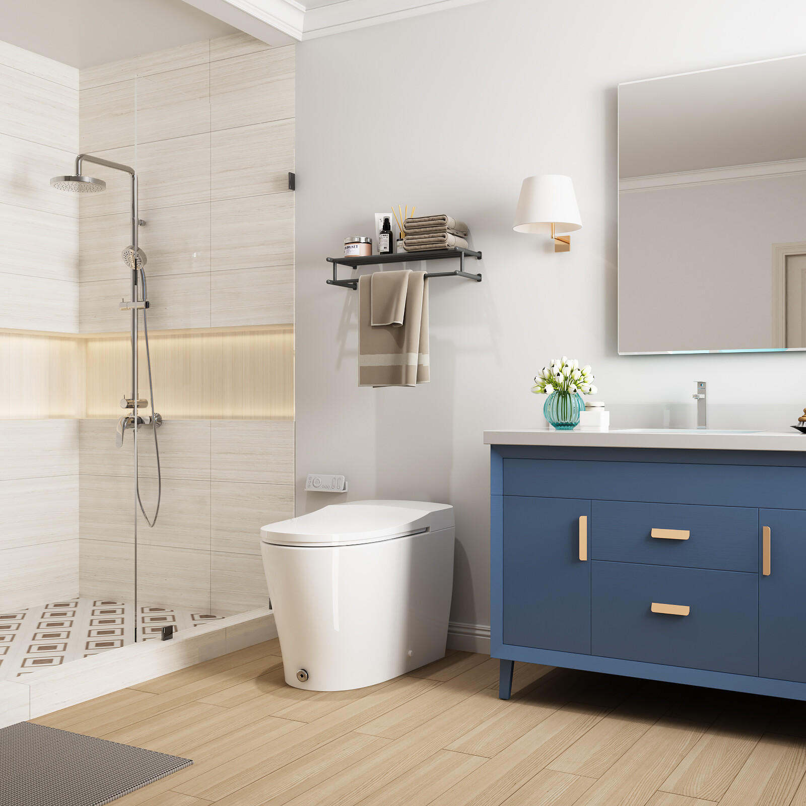 HOROW Modern Bidet Electric Smart Toilet W/ Seat, Radar Sensor, Auto Open Close