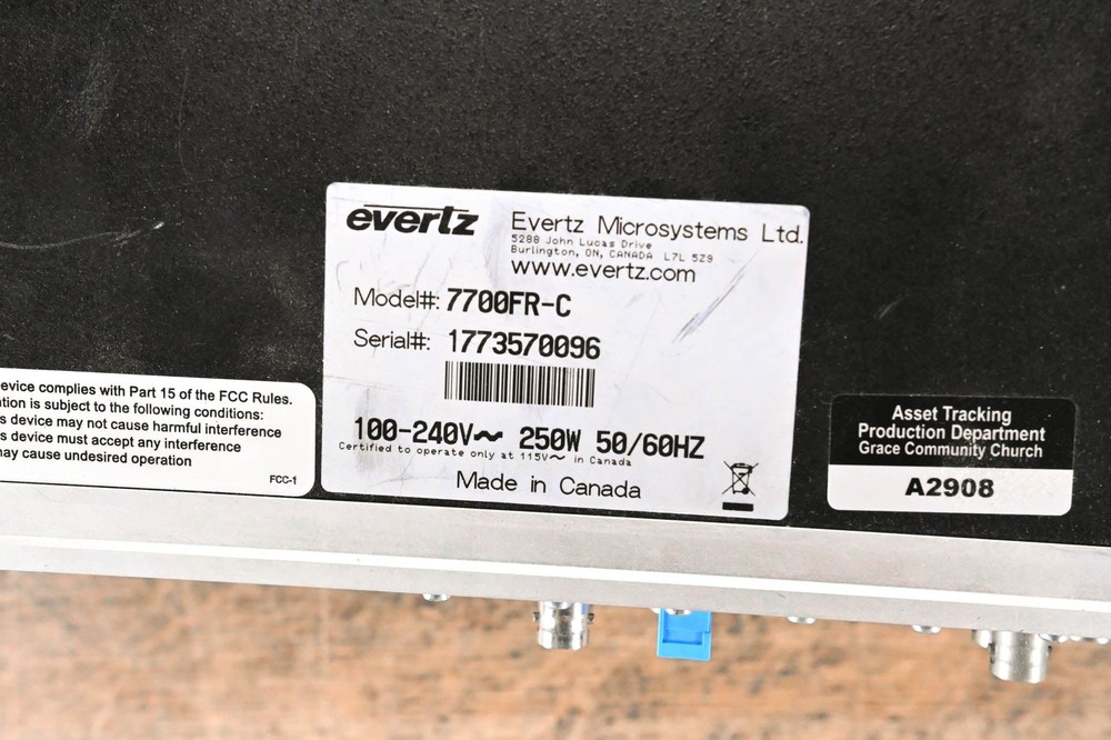 Evertz 7700FR-C MultiFrame Chassis CG00698