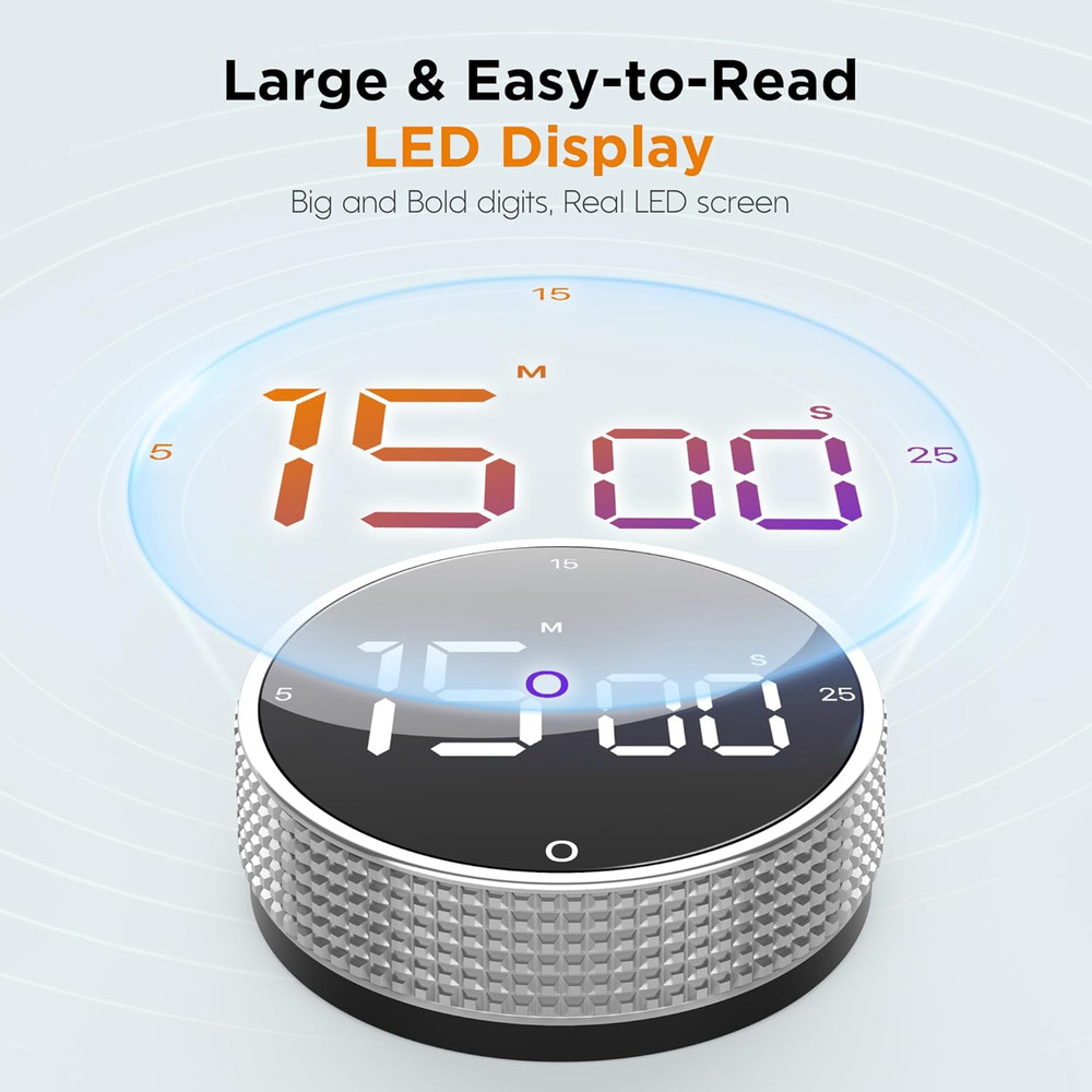 Upgrade Digital Kitchen Timer - Magnetic Countdown Countup Visual Pomodoro Timer