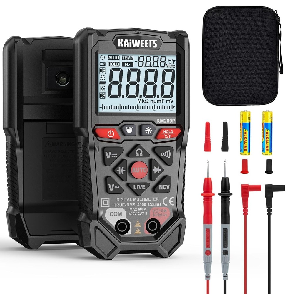 KM200P Digital Multimeter, All Button Operation, TRMS Auto Ranging, 400