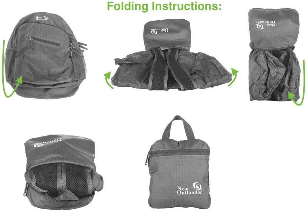 Packable Handy Lightweight Travel Hiking Backpack Daypack, Black