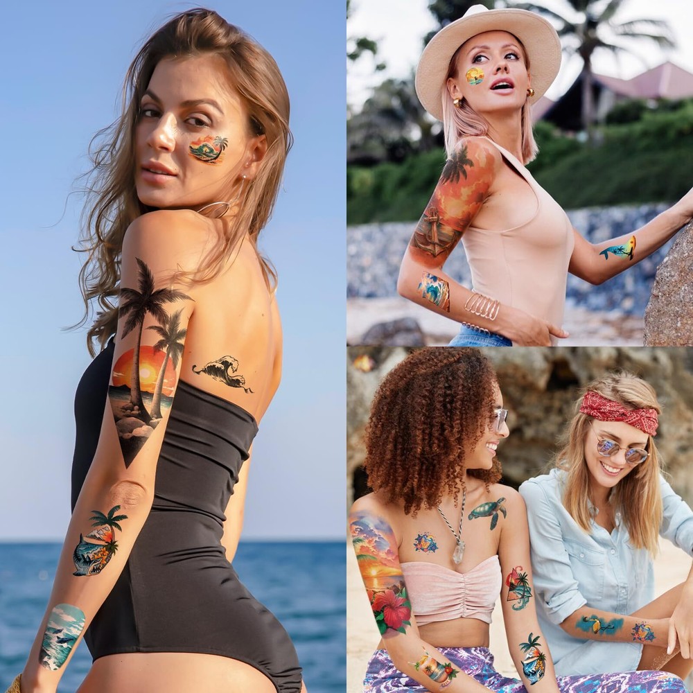 77 Sheets Temporary Tattoos 17 Sheets Half Arm 60 Sheets Tiny Fake Tattoos