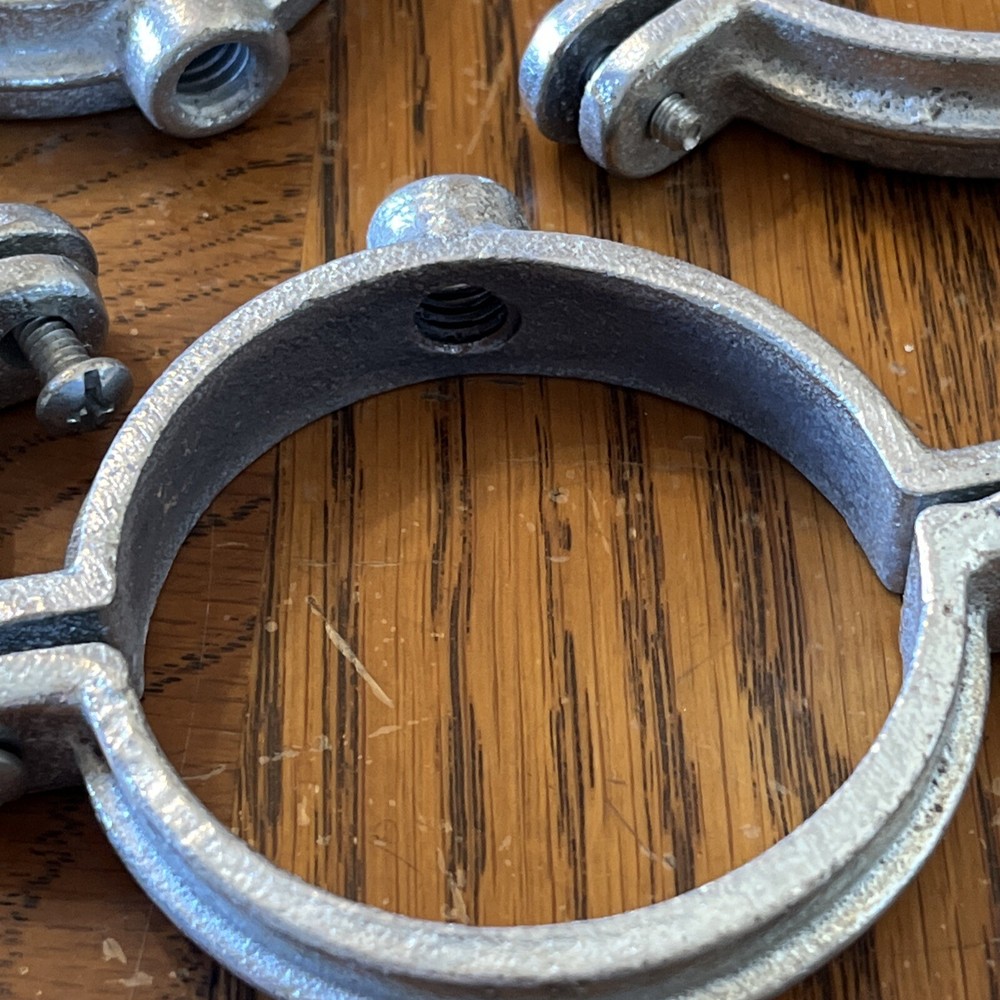 2-1/4" - 2-1/2” Road Hinged Galvanized Split Ring Pipe Hanger Clamp Qty-6 (NEW)